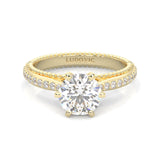 Unique Vintage Round Engagement Ring ( Yellow Gold 14k )