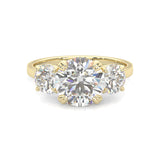 Classic Three-Stone Moissanite Engagement Ring Yellow Gold 14K
