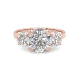 Classic Three-Stone Moissanite Engagement Ring Rose Gold 14K