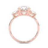 Classic Three-Stone Moissanite Engagement Ring Rose Gold 14K