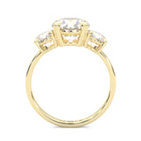 Classic Three-Stone Moissanite Engagement Ring Yellow Gold 14K