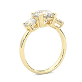 Classic Three-Stone Moissanite Engagement Ring Yellow Gold 14K