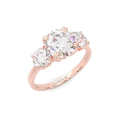 Classic Three-Stone Moissanite Engagement Ring Rose Gold 14K