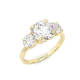Classic Three-Stone Moissanite Engagement Ring Yellow Gold 14K