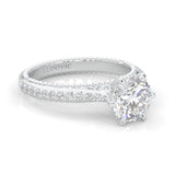 Unique Vintage Round Engagement Ring (14k Solid Gold)
