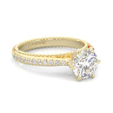 Unique Vintage Round Engagement Ring ( Yellow Gold 14k )
