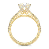 Unique Vintage Round Engagement Ring ( Yellow Gold 14k )