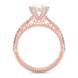 Unique Vintage Round Engagement Ring ( Rose Gold 14k )