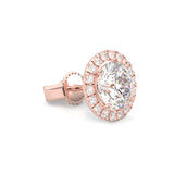 Ludovic Halo Stud Earrings ( Rose Gold 14k )