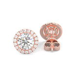 Ludovic Halo Stud Earrings ( Rose Gold 14k )