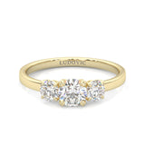 Classic Three-Stone Wedding Set ( Yellow Gold )