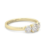 Classic Three-Stone Wedding Set ( Yellow Gold )