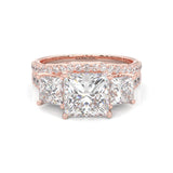 Lumière d'Or Princess Cut Wedding Set (Rose 14k Solid Gold)