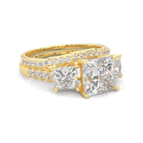 Lumière d'Or Princess Cut Wedding Set (Yellow 14k Solid Gold)