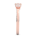 Classic Three-Stone Wedding Set ( Rose Gold )