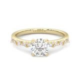 Icy Queen Round And Marquise Engagement Ring ( Yellow Gold 14k)