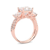 Lumière d'Or Princess Cut Wedding Set (Rose 14k Solid Gold)