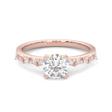Icy Queen Round And Marquise Engagement Ring ( Rose Gold 14k)