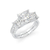 Lumière d'Or Princess Cut Wedding Set (Platinum-Plated Silver)