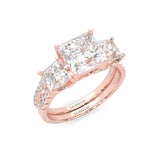Lumière d'Or Princess Cut Wedding Set (Rose 14k Solid Gold)