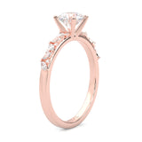 Icy Queen Round And Marquise Engagement Ring ( Rose Gold 14k)