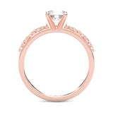 Icy Queen Round And Marquise Engagement Ring ( Rose Gold 14k)