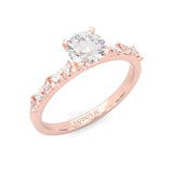 Icy Queen Round And Marquise Engagement Ring ( Rose Gold 14k)