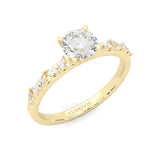 Icy Queen Round And Marquise Engagement Ring ( Yellow Gold 14k)