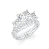 Lumière d'Or Princess Cut Wedding Set (Platinum-Plated Silver)