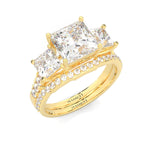 Lumière d'Or Princess Cut Wedding Set (Yellow 14k Solid Gold)