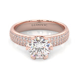 Six Studded Prongs Wedding Set ( Rose Gold )