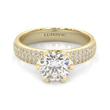 Six Studded Prongs Wedding Set ( Yellow Gold )