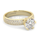 Six Studded Prongs Wedding Set ( Yellow Gold )