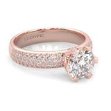 Six Studded Prongs Wedding Set ( Rose Gold )