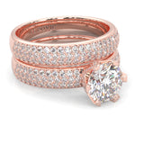 Six Studded Prongs Wedding Set ( Rose Gold )