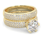 Six Studded Prongs Wedding Set ( Yellow Gold )