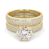 Six Studded Prongs Wedding Set ( Yellow Gold )