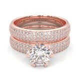 Six Studded Prongs Wedding Set ( Rose Gold )