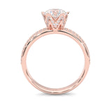 Six Studded Prongs Wedding Set ( Rose Gold )