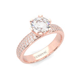 Six Studded Prongs Wedding Set ( Rose Gold )