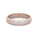 Six Studded Prongs Wedding Set ( Rose Gold )