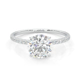 Round 4-Prong Hidden Halo Moissanite Engagement Ring ( Small Stones - Simple Designs )