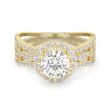 Moon Halo Moissanite Engagement Ring ( Yellow Gold )