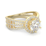 Moon Halo Moissanite Engagement Ring ( Yellow Gold )