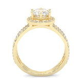 Moon Halo Moissanite Engagement Ring ( Yellow Gold )