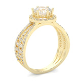 Moon Halo Moissanite Engagement Ring ( Yellow Gold )