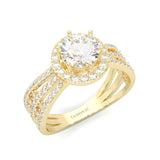 Moon Halo Moissanite Engagement Ring ( Yellow Gold )