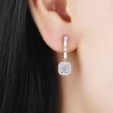 Cushion Cut Moissanite Earrings White Gold 14k