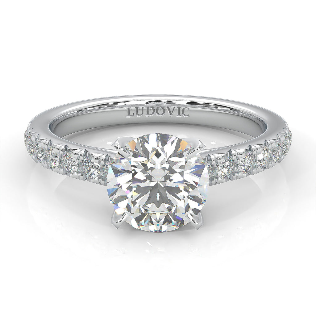 French Four Claw Moissanite Engagement Ring