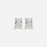 Custom-Made Radiant-Cut Moissanite Stud Earrings – 1CT Each - Yellow Gold-Plated Silver